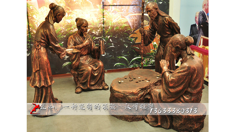 下棋雕像,喝茶銅雕,人物下棋雕塑